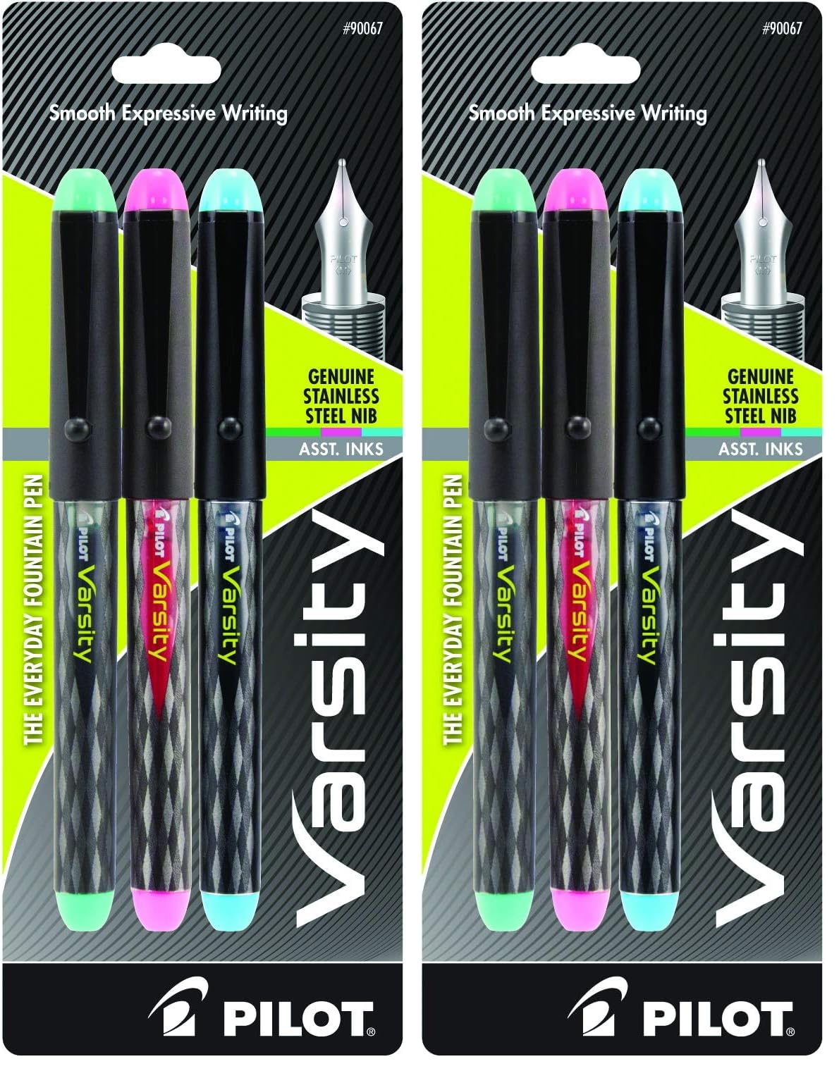 PILOT Precise Varsity Pre-Filled Fountain Pens, 1.0mm, Multicolor, 7-Pack