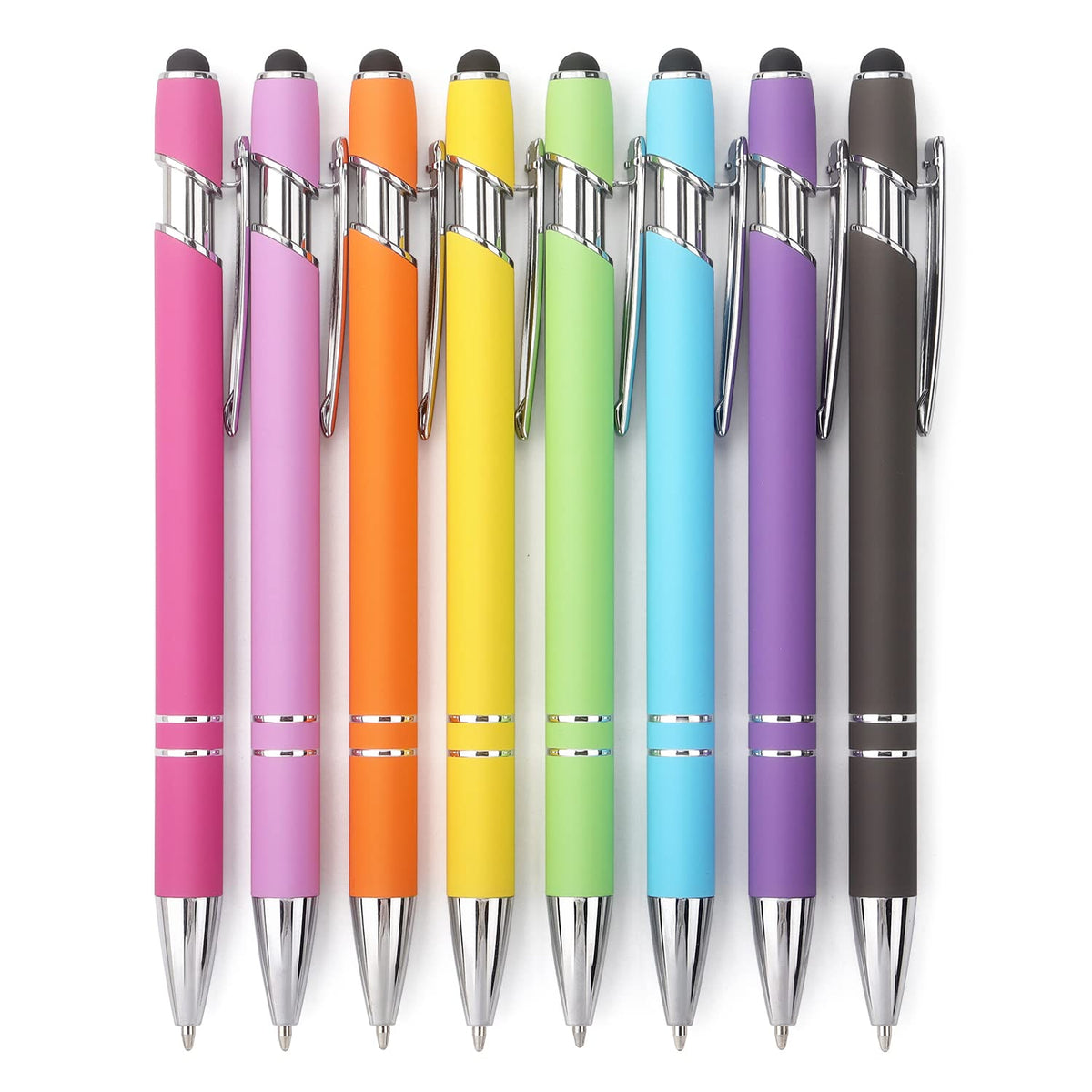 Bribobo 8 Pack Ballpoint Pen 2-in-1 Stylus, 1.0 mm Black Ink
