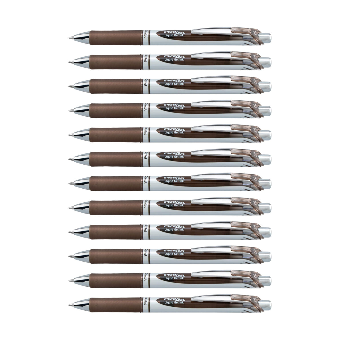 Pentel EnerGel RTX Retractable Liquid Gel Pen, (0.7mm) Medium Line, Metal Tip, Black Ink, Box of 12 (BL77-A)
