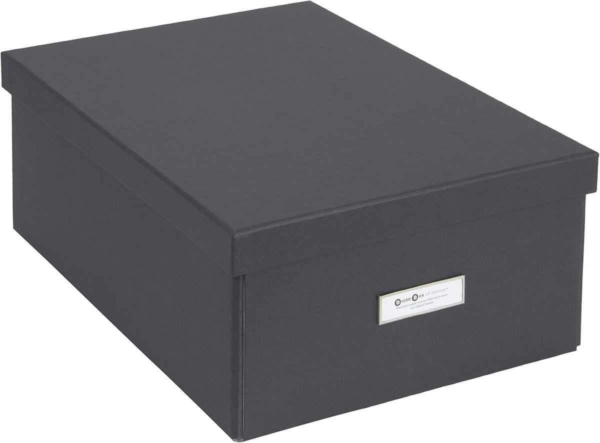 Bigso Box of Sweden Katia Collapsible Storage Box with Labelframe for Easy Identification - Simple Assembly Without Tools - Decorative Storage Boxes with Lids - 11.3in x 15.4in x 6.4in - White