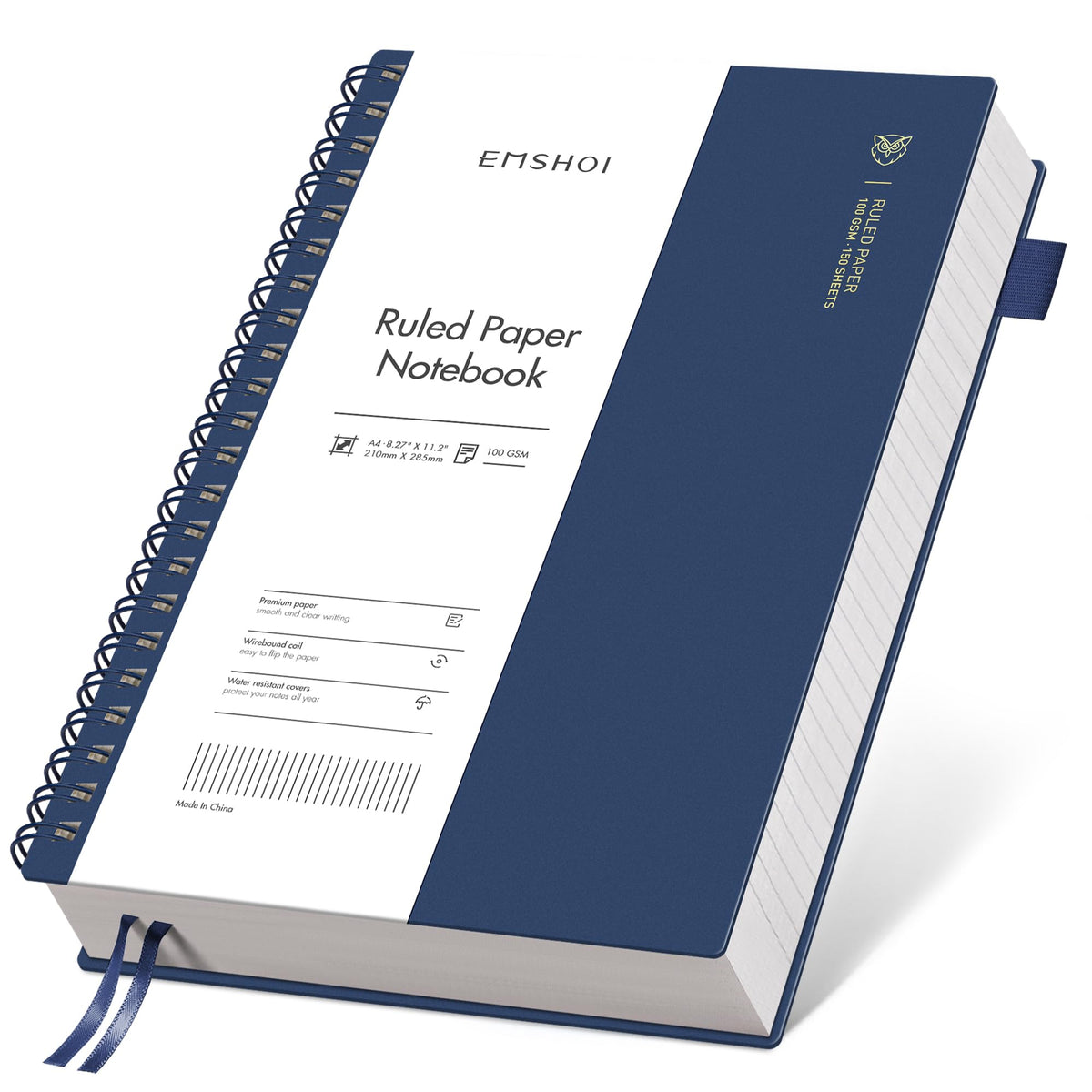 EMSHOI Lined Spiral Journal Notebook, 300 Pages, B5 Size (7.4'' x 10.1'')