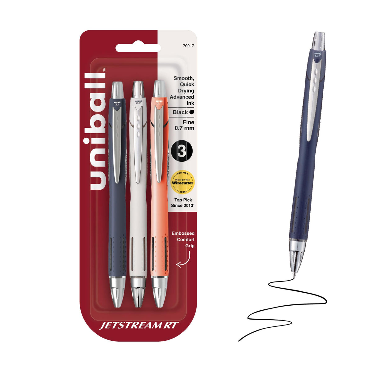 uniball Jetstream RT Ballpoint Pens, Fine Point (0.7mm), Black (Pack of 24)
