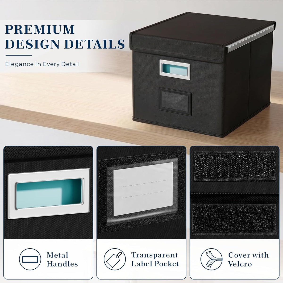 File Organizer Box with Lids, Collapsible File Folder Organizer