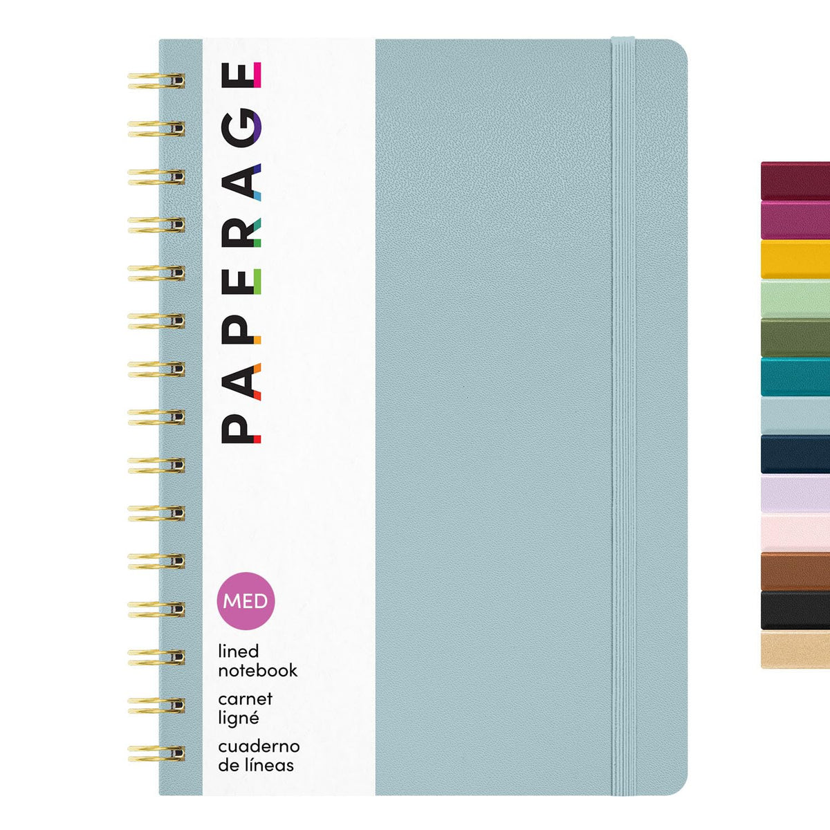 PAPERAGE Lined Spiral Journal Notebook, (Olive Green), 160 Pages, Hardcover Journal for Women & Men, Medium 5.5 in x 8 in - 100 GSM, Thick Paper, Spiral Notebook for Work, School & Journaling