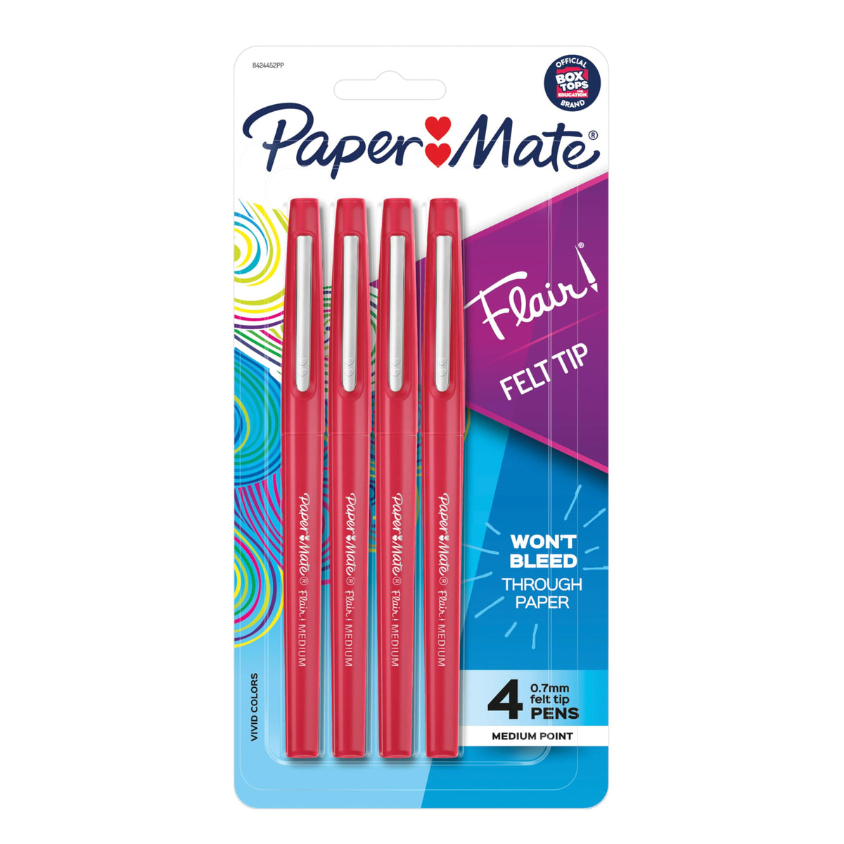 Paper Mate Flair Felt Tip Pens, Medium Point (0.7mm), Black, 4 Count