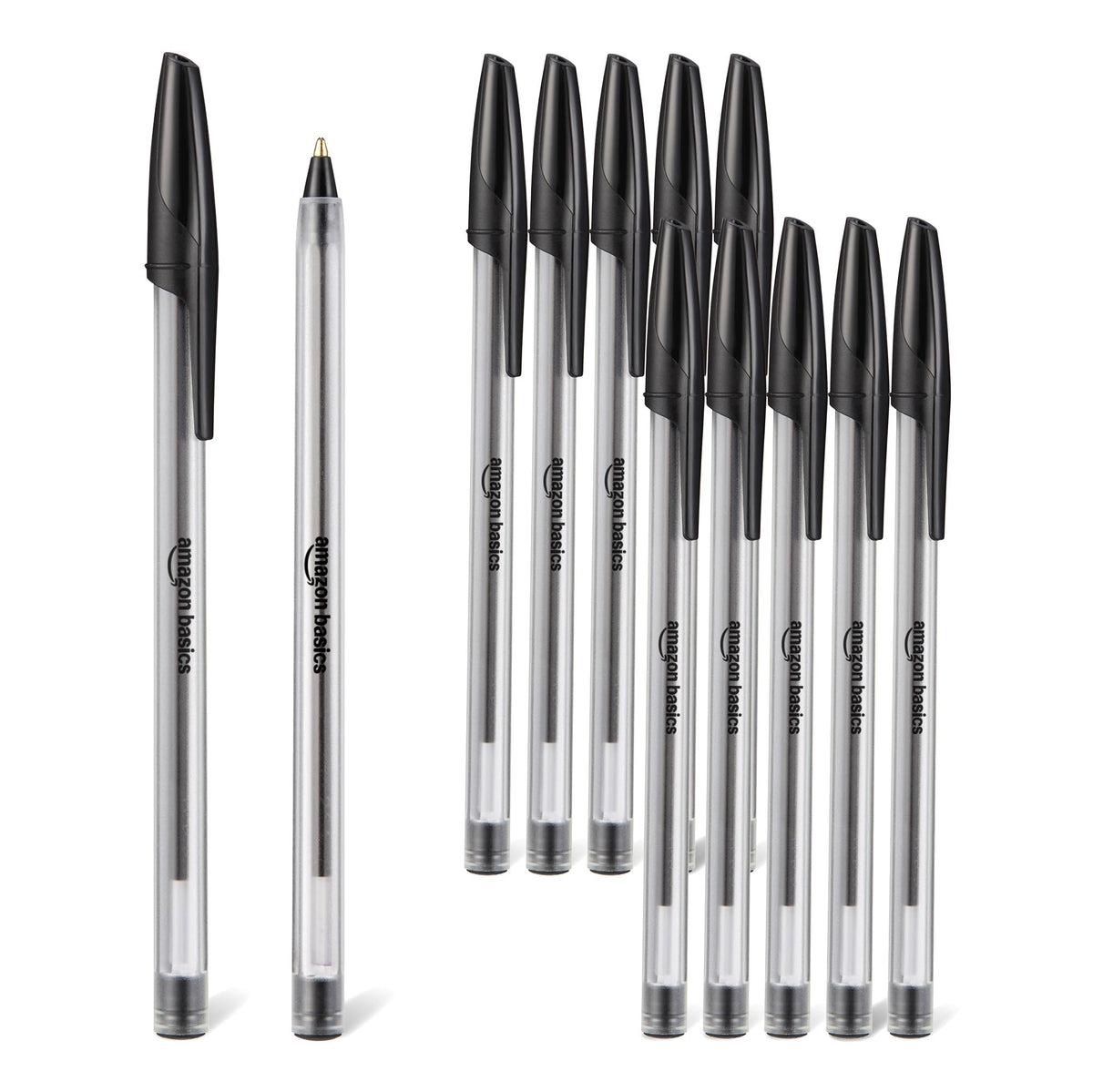 Amazon Basics Ballpoint Pens, Medium Point 1.0mm, Black Ink, 12-Pack