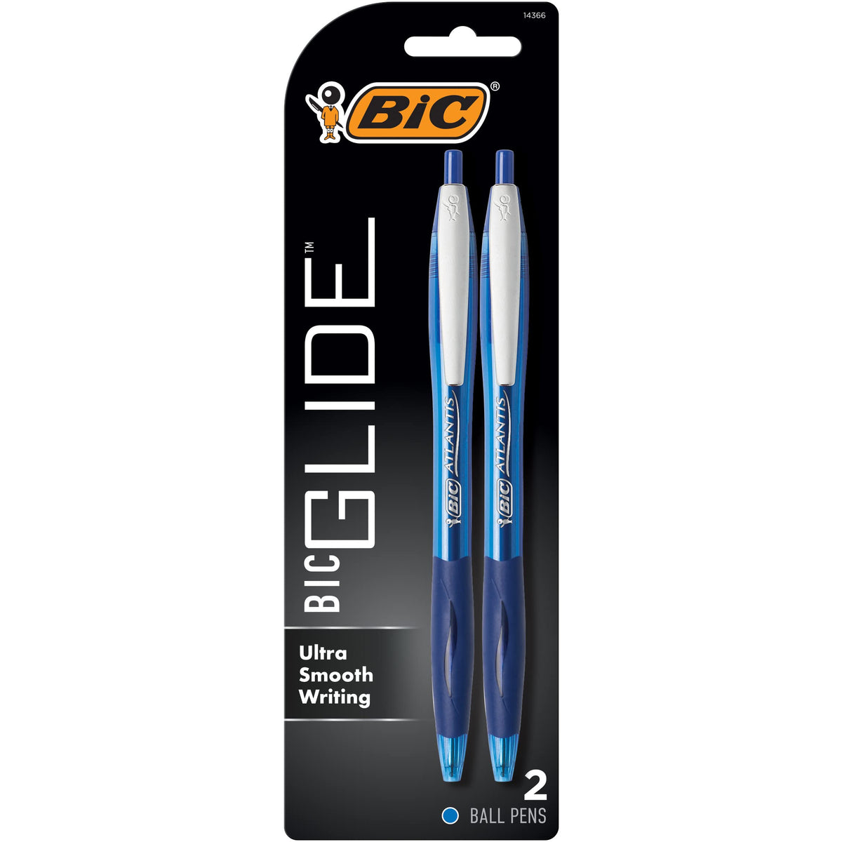 BIC Glide Black Retractable Ballpoint Pens, 1.0mm Medium Point, 4-Count
