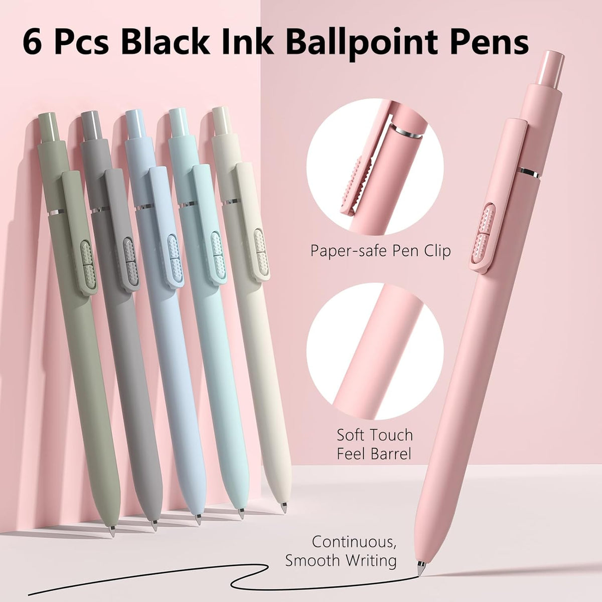 Ballpoint Pens 1mm Black Ink Smooth Writing Fidget Pen for Adults