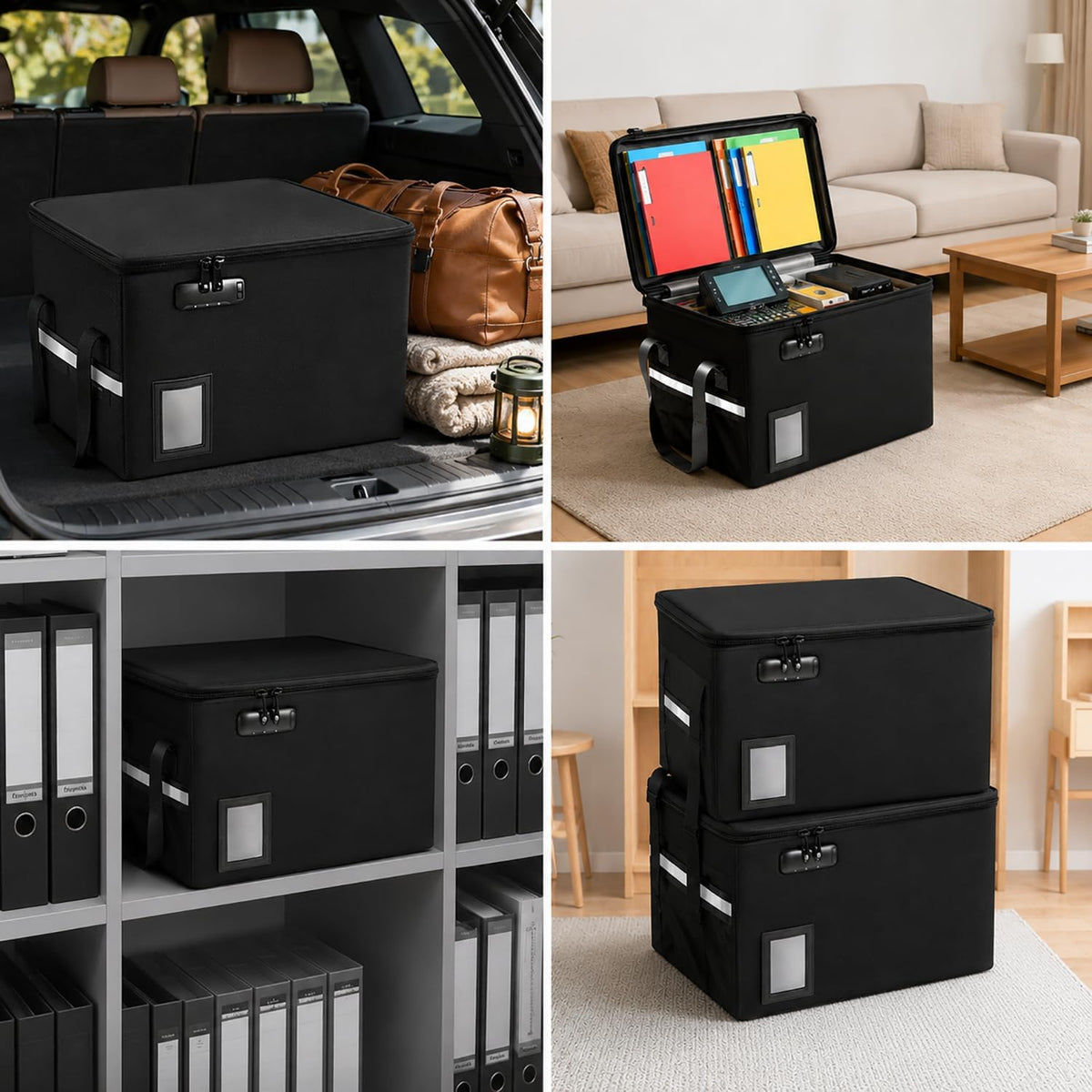 File Box with Lock 5200°F with Heat Insulated, Large Fireproof Box File Storage Organizer Anti-Static,Collapsible Fireproof Document Filing Box with Handle,Portable Home Office Safe