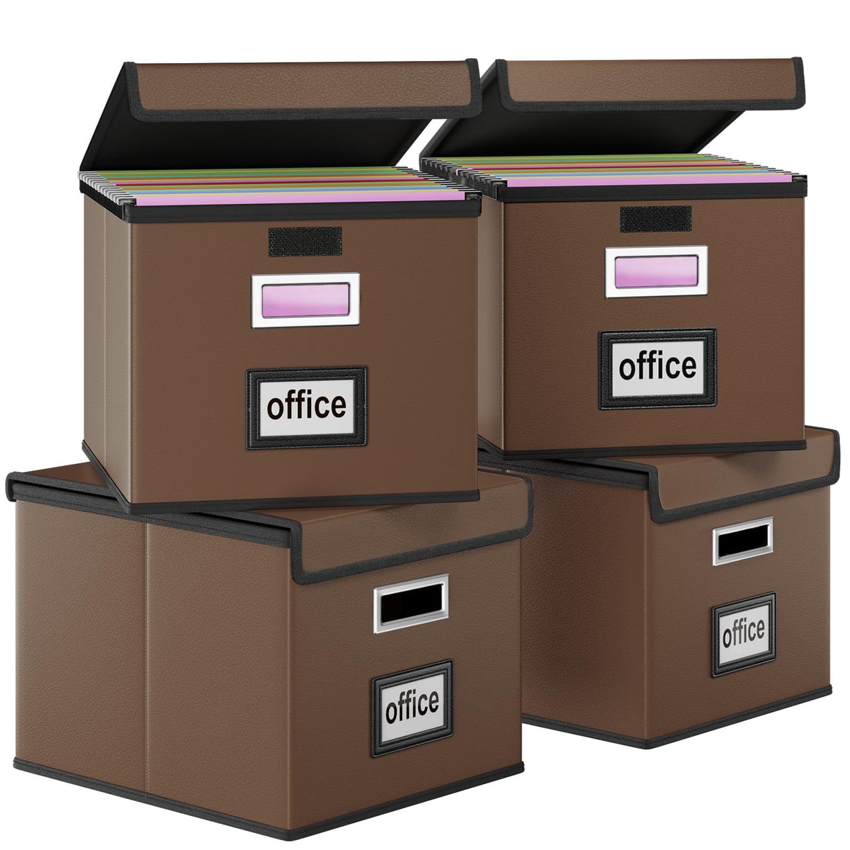 File Organizer Box with Lids, Collapsible File Folder Organizer