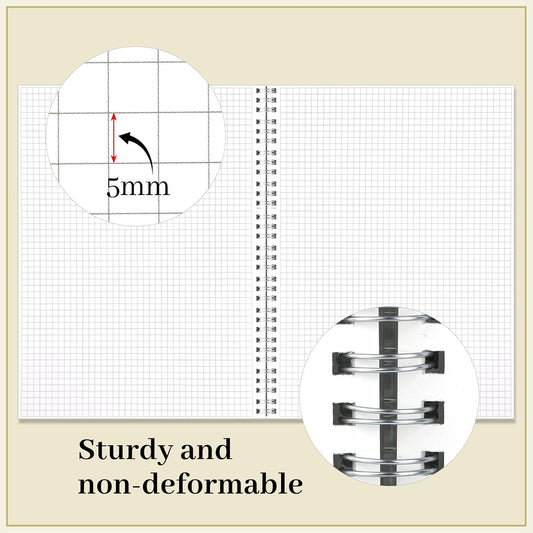 BESARME 2 Pack Graph Paper Spiral Notebooks, 8.5 x 11 In, 80 Sheets