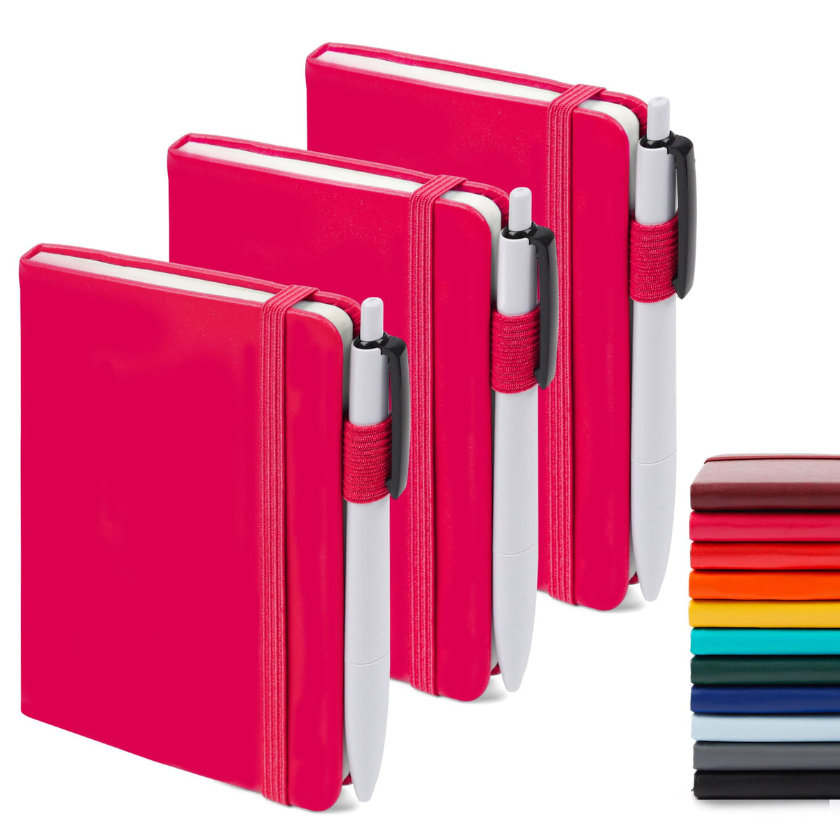 feela 3 Pack Pocket Small Notebook Journals, Mini Cute Hardcover College Ruled Notepad Women Office Supplies, with 3 Black Pens, 3.5”x 5.5”, A6, Pastel Colors, Light Blue, Light Purple, Light Green