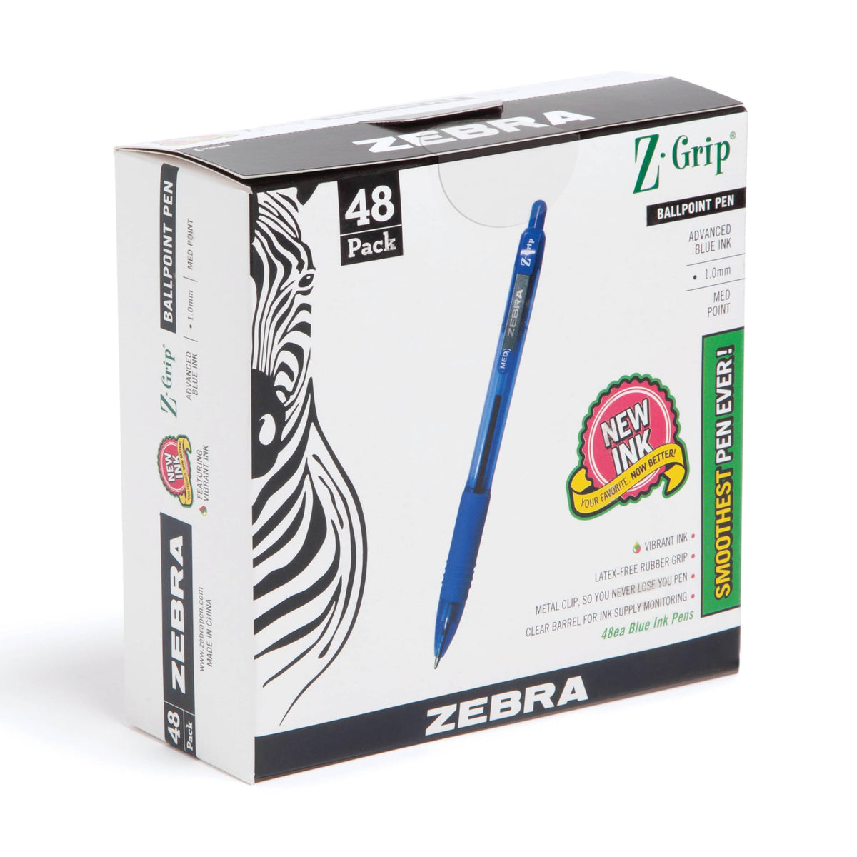 Zebra Pen Z-Grip Retractable Ballpoint Pen, Black Ink, 1.0mm, 24 Bulk-Pack