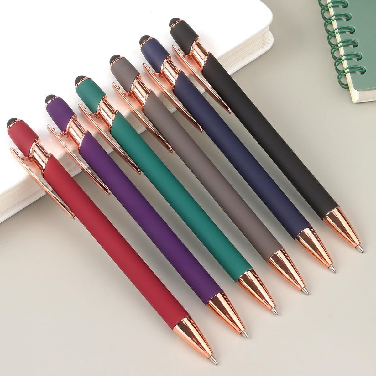 6 Pack Ballpoint Pen 2-in-1 Pen with Stylus tip, 1.0 mm Black Ink