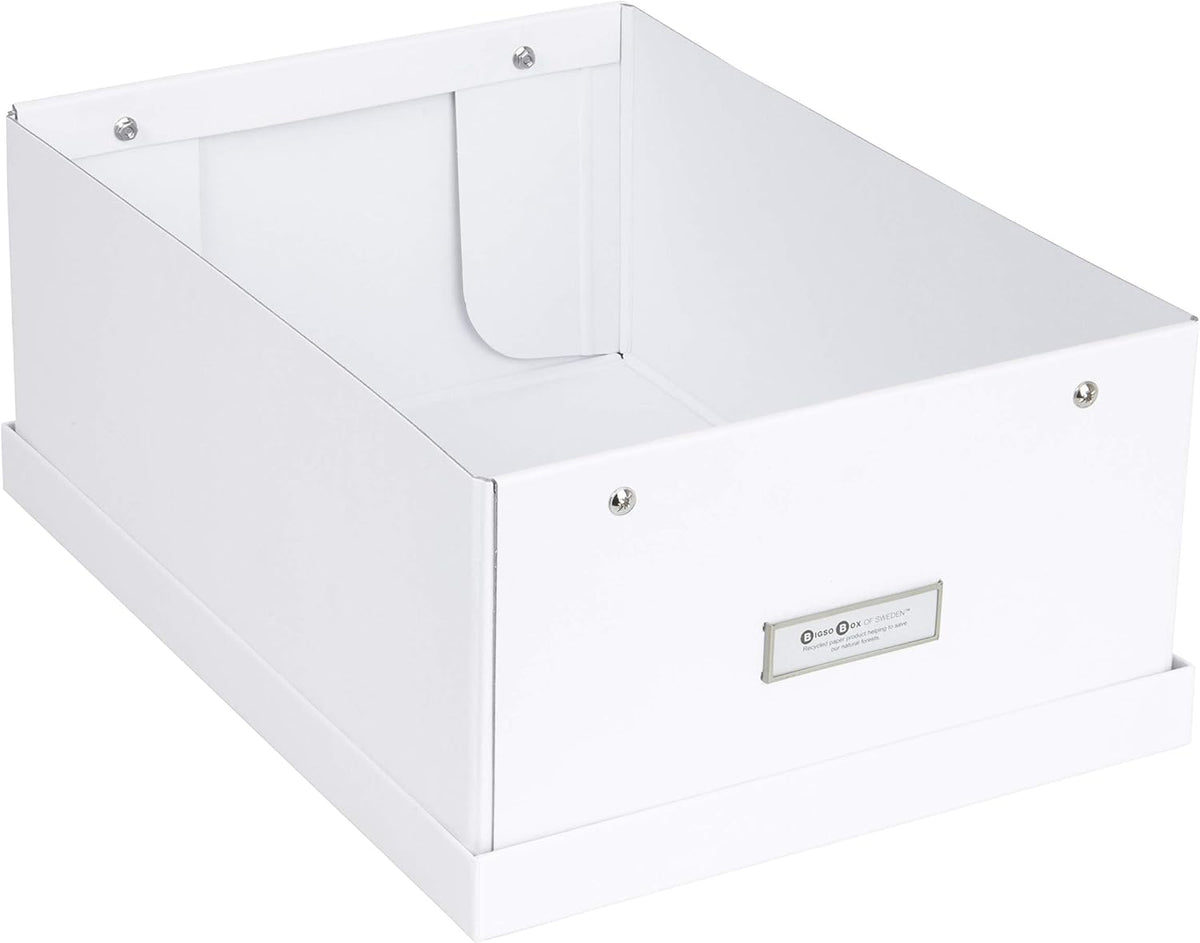 Bigso Box of Sweden Katia Collapsible Storage Box with Labelframe for Easy Identification - Simple Assembly Without Tools - Decorative Storage Boxes with Lids - 11.3in x 15.4in x 6.4in - White