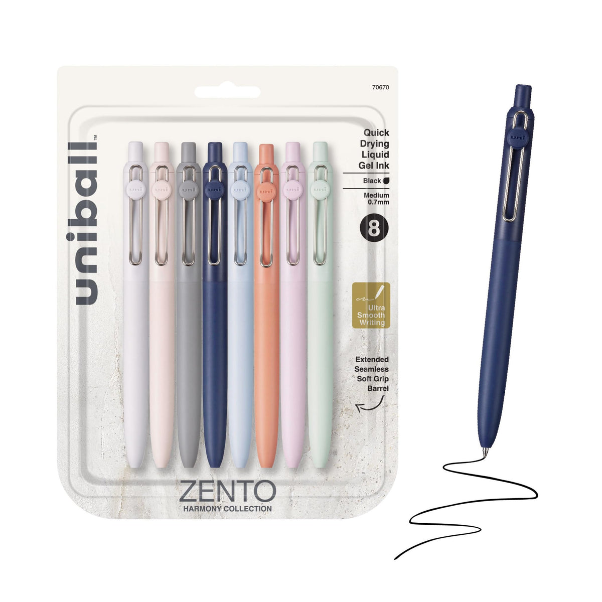 uniball™ Zento Gel Pens, Black Ink, 0.7mm Medium Point, 12 Count