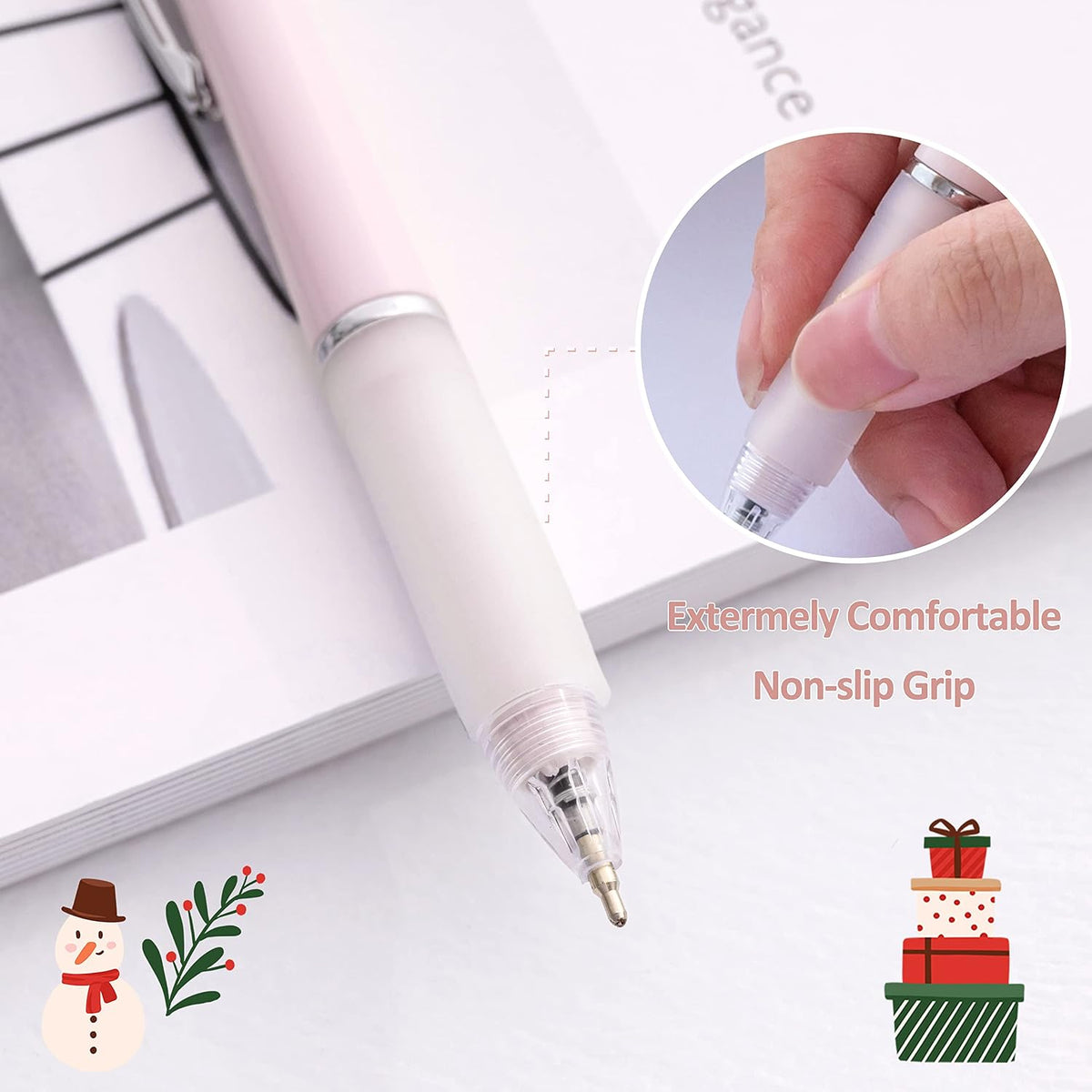 Aisibeiger Ballpoint Pens 1.0mm Medium Point Black Ink, 6 Pack