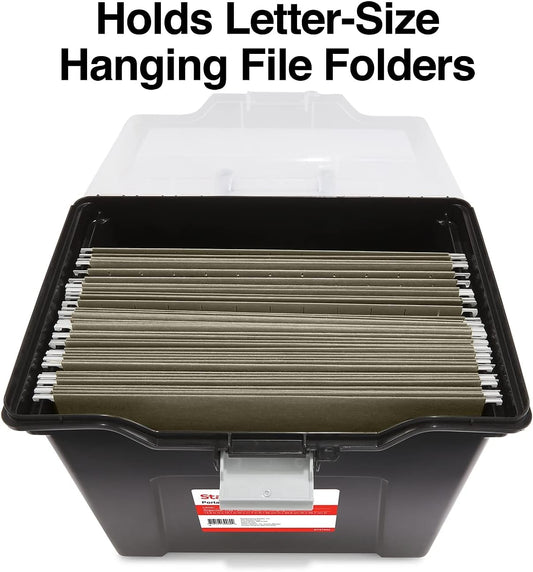 Staples File Folder Tote, Portable Filing Box for Letter Size Hanging Files