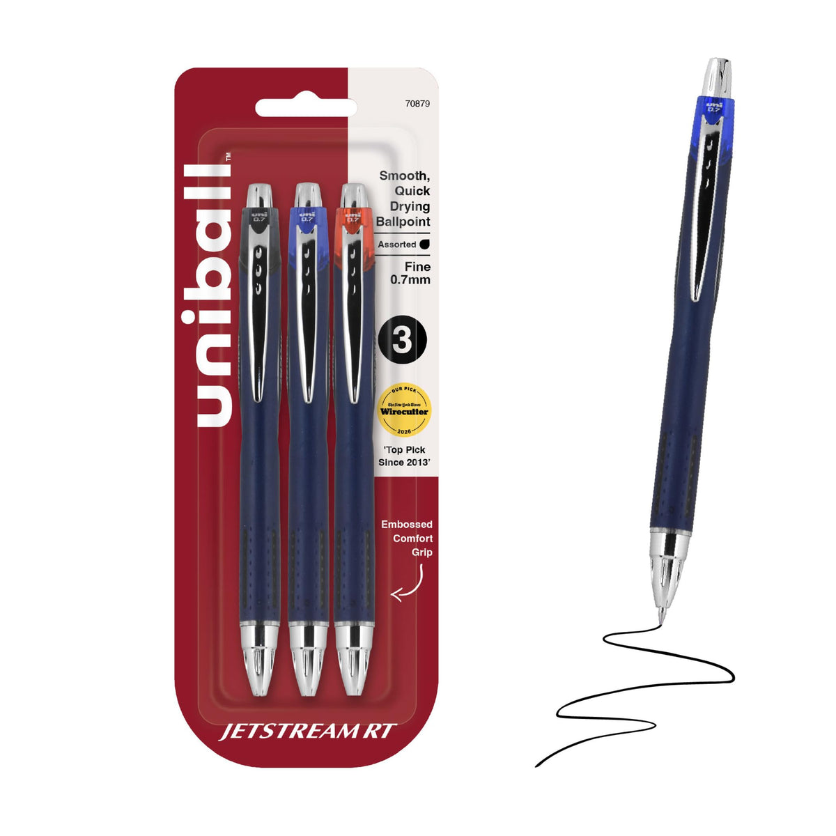 uniball Jetstream RT Ballpoint Pens, Fine Point (0.7mm), Black (Pack of 24)