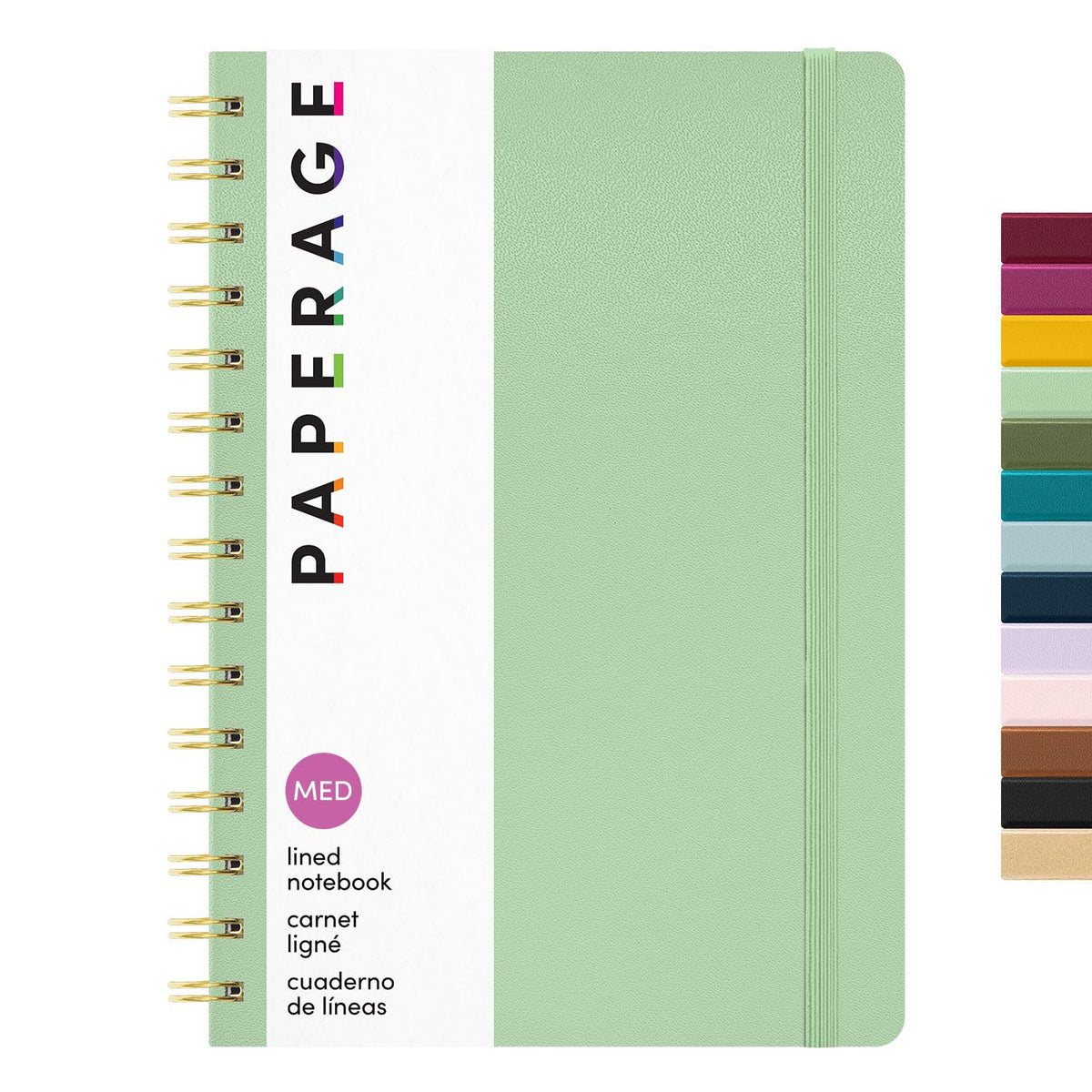 PAPERAGE Lined Spiral Journal Notebook, (Olive Green), 160 Pages, Hardcover Journal for Women & Men, Medium 5.5 in x 8 in - 100 GSM, Thick Paper, Spiral Notebook for Work, School & Journaling