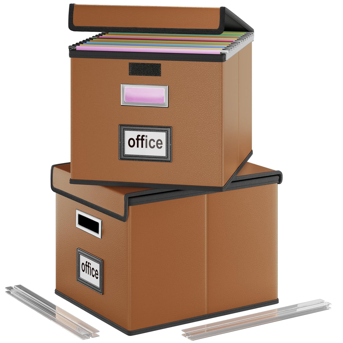 File Organizer Box with Lids, Collapsible File Folder Organizer