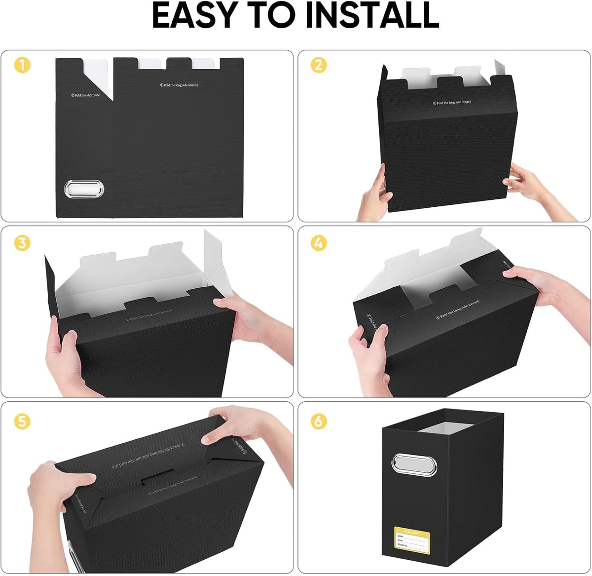 BALEINE 4PK File Organizer Box, Cardboard File Folder Organizer with Handle