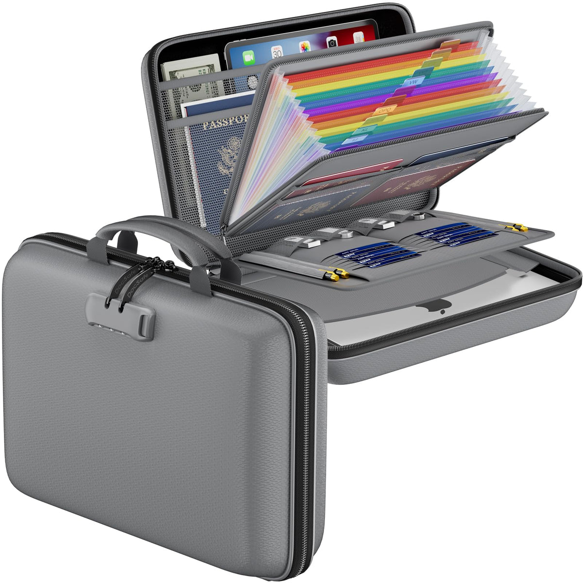DocSafe Fireproof Document Box Hard Case with Lock ＆ Accordion File Folder