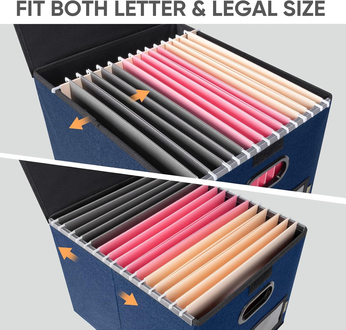 BALEINE File Organizer Box with Lid, Collapsible Hanging File Storage Box