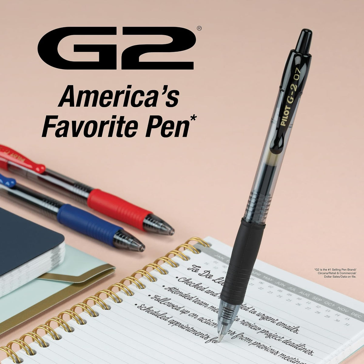 PILOT G2 Premium Gel Pens, Fine Point 0.7mm, Black Ink, 12-Pack