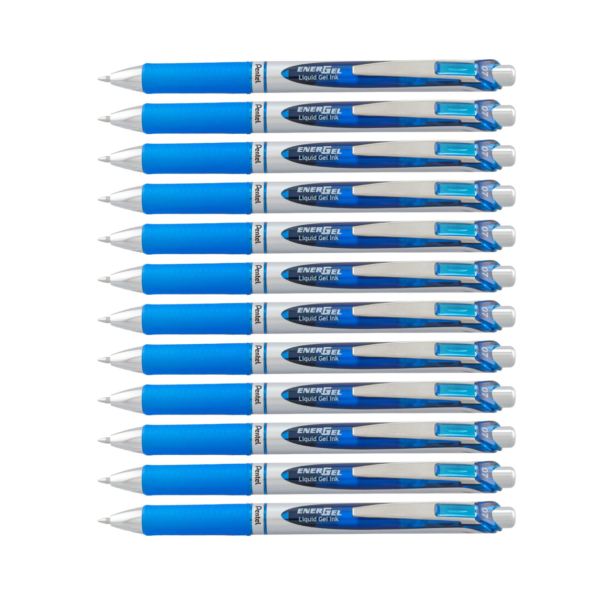 Pentel EnerGel RTX Retractable Liquid Gel Pen, (0.7mm) Medium Line, Metal Tip, Black Ink, Box of 12 (BL77-A)