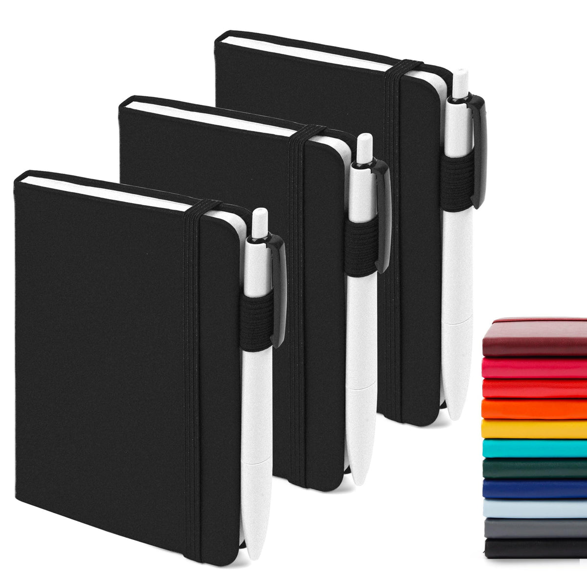 feela 3 Pack Pocket Small Notebook Journals, Mini Cute Hardcover College Ruled Notepad Women Office Supplies, with 3 Black Pens, 3.5”x 5.5”, A6, Pastel Colors, Light Blue, Light Purple, Light Green