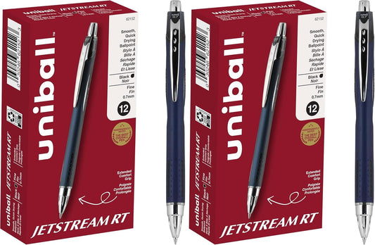 uniball Jetstream RT Ballpoint Pens, Fine Point (0.7mm), Black (Pack of 24)