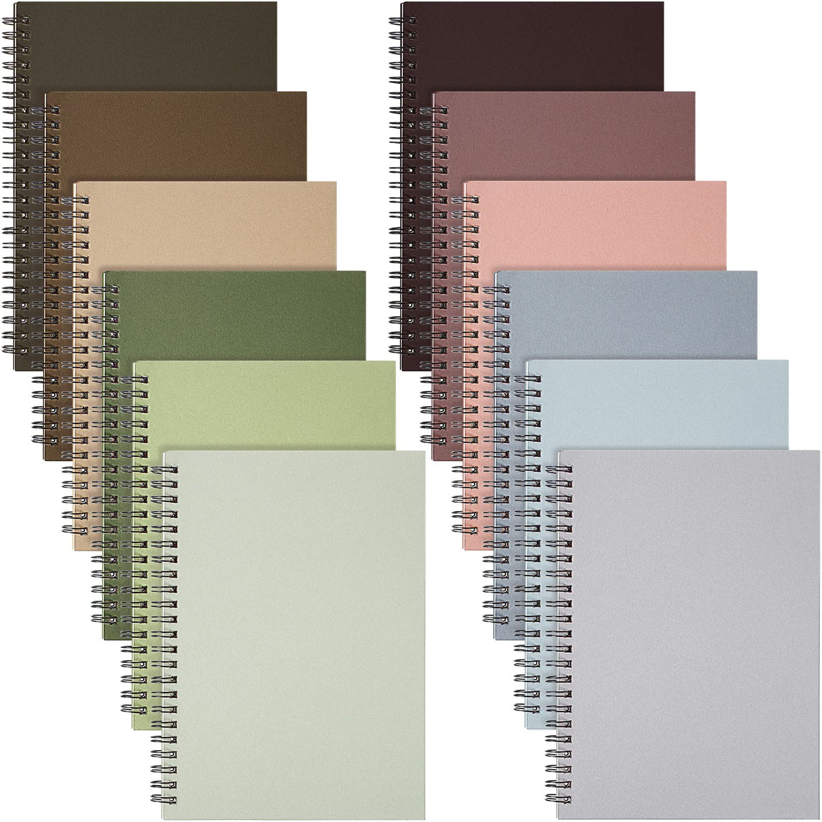 Fuutreo 12 Pcs Spiral Notebook for Work, 8.3 x 5.7 Office Color,Classic