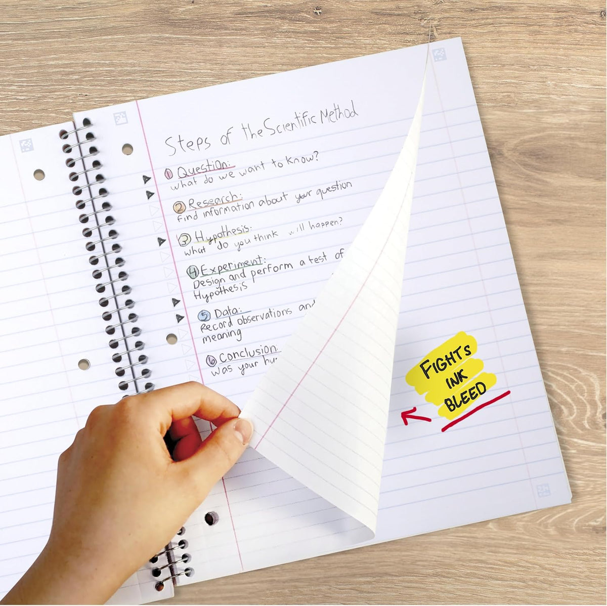 Five Star Spiral Notebook + Study App, 3 Subject, Wide Ruled Paper, 8" x 10-1/2", 150 Sheets, Fights Ink Bleed, Water Resistant Cover, Tidewater Blue (73184)