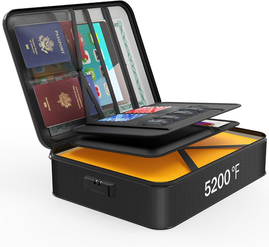 Noiposi 5200℉ Fireproof Document Box with Lock 8-Layer