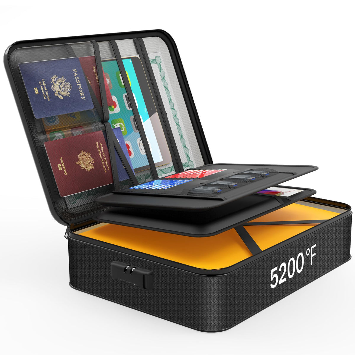 Noiposi 5200℉ Fireproof Document Box with Lock 8-Layer