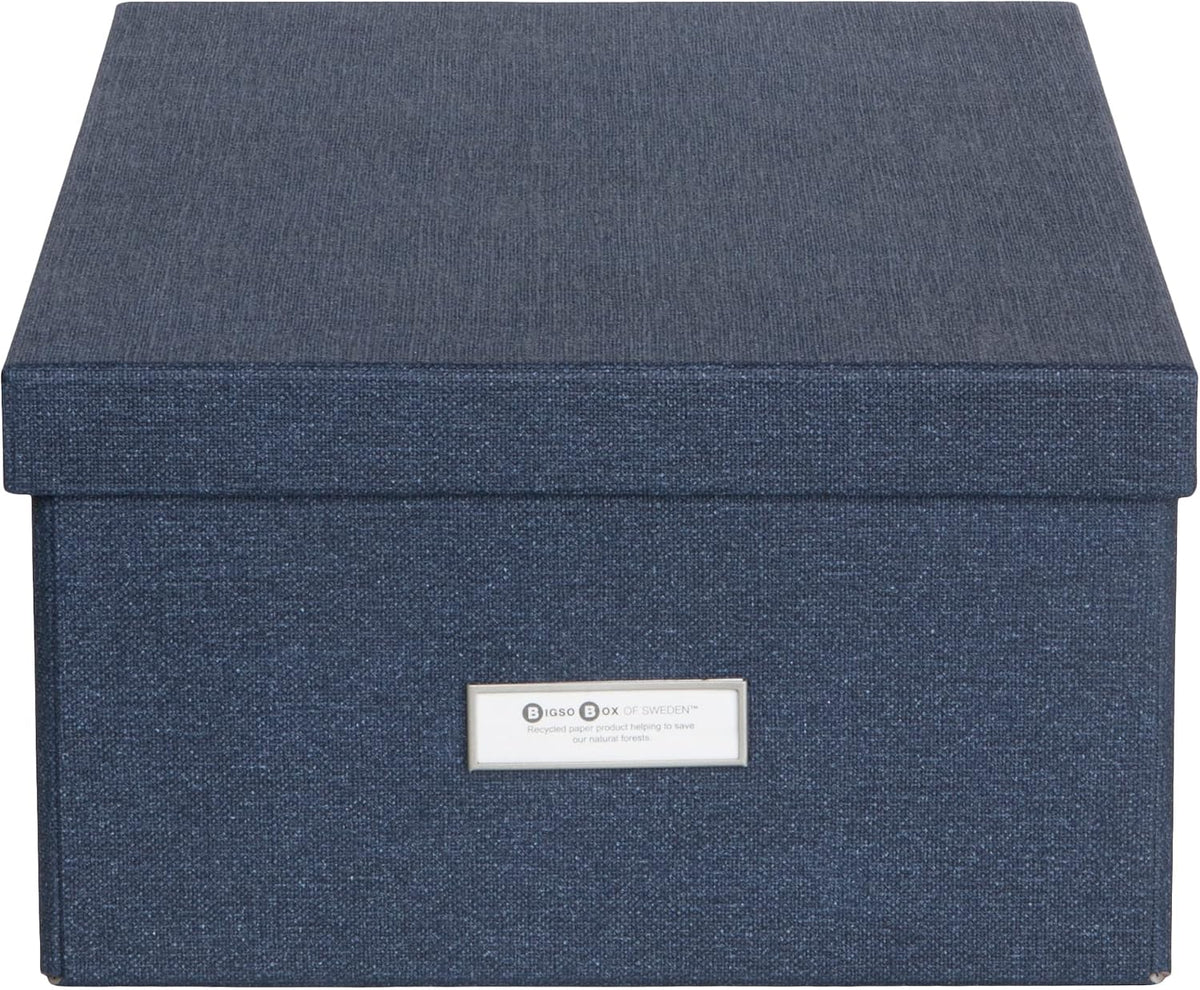 Bigso Box of Sweden Katia Collapsible Storage Box with Labelframe for Easy Identification - Simple Assembly Without Tools - Decorative Storage Boxes with Lids - 11.3in x 15.4in x 6.4in - White