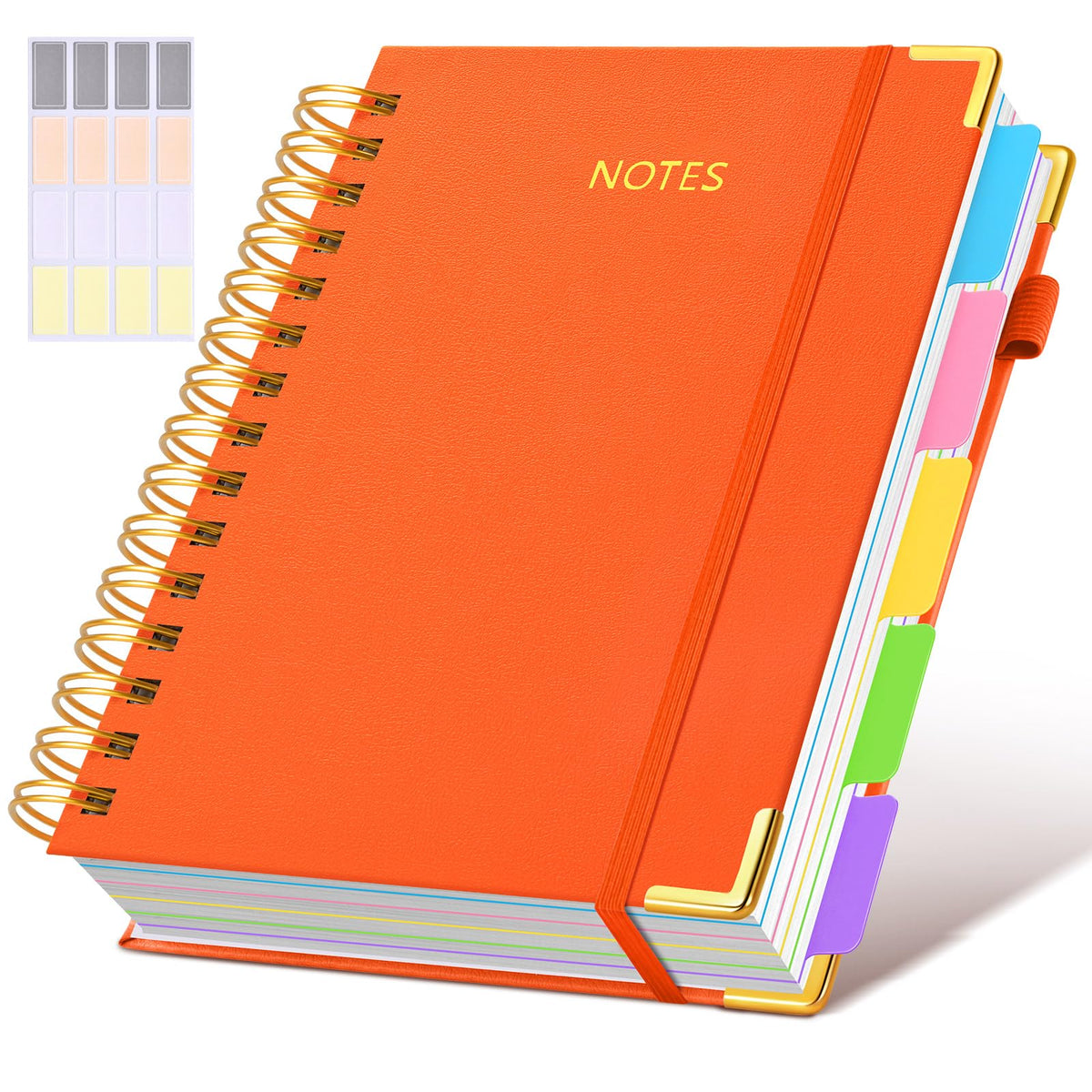 Hardcover Spiral Notebook journal with Removable Dividers Tabs, 300 Pages Leather 5 Subject Notebook College Ruled, 8"x10" Large B5 Notebooks for Work School Note taking, Lined Journal for Women,Pink