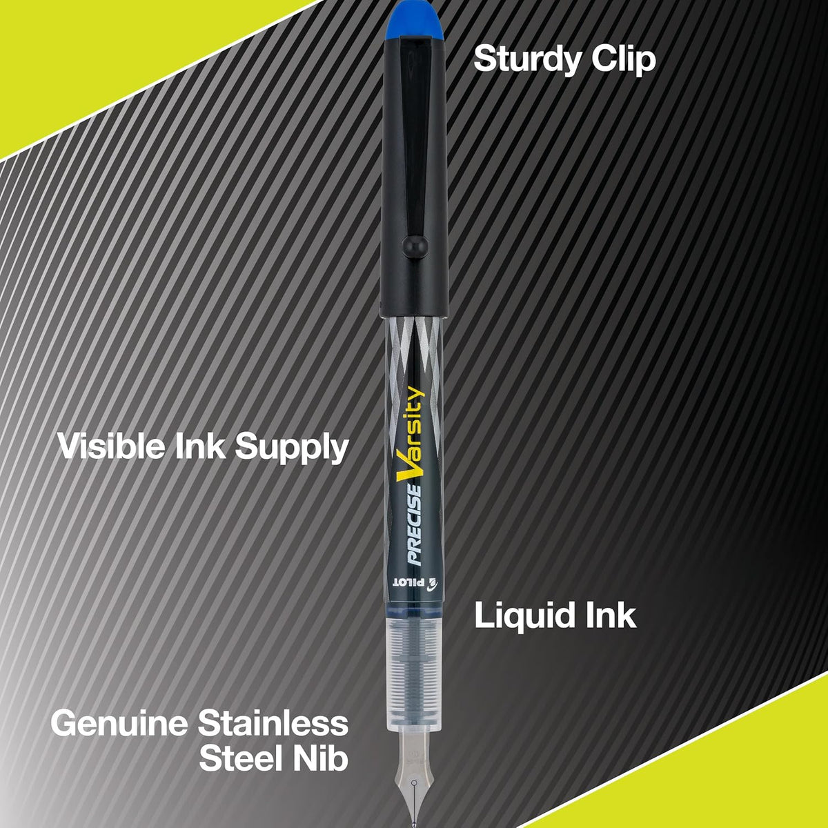 PILOT Precise Varsity Pre-Filled Fountain Pens, 1.0mm, Multicolor, 7-Pack
