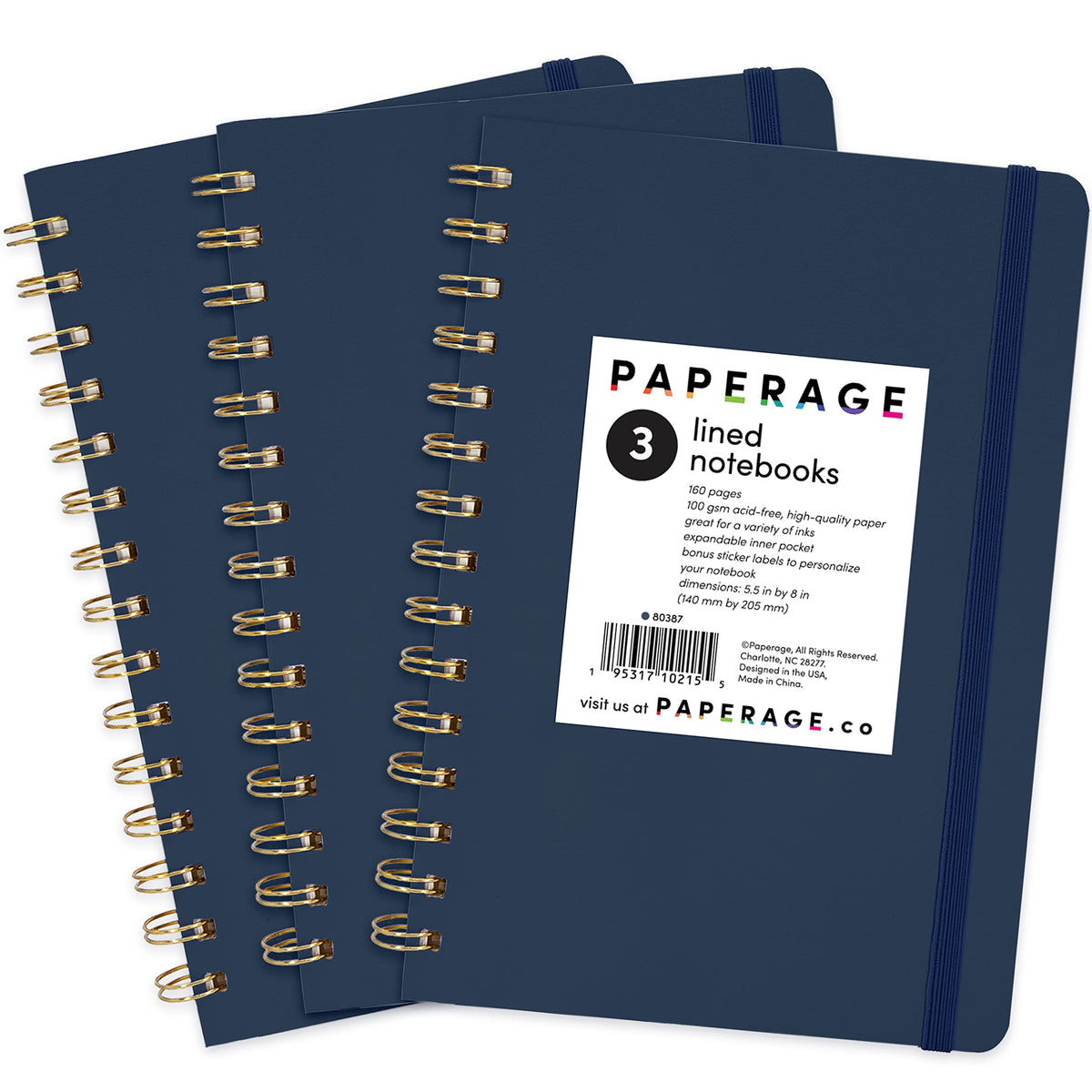 PAPERAGE Lined Spiral Journal Notebook, (Olive Green), 160 Pages, Hardcover Journal for Women & Men, Medium 5.5 in x 8 in - 100 GSM, Thick Paper, Spiral Notebook for Work, School & Journaling