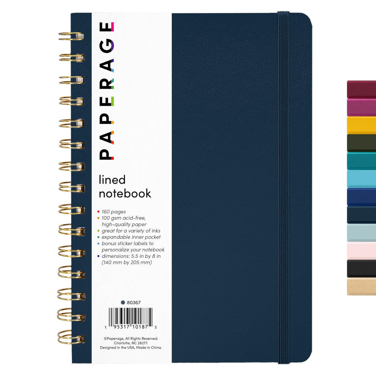 PAPERAGE Lined Spiral Journal Notebook, (Olive Green), 160 Pages, Hardcover Journal for Women & Men, Medium 5.5 in x 8 in - 100 GSM, Thick Paper, Spiral Notebook for Work, School & Journaling