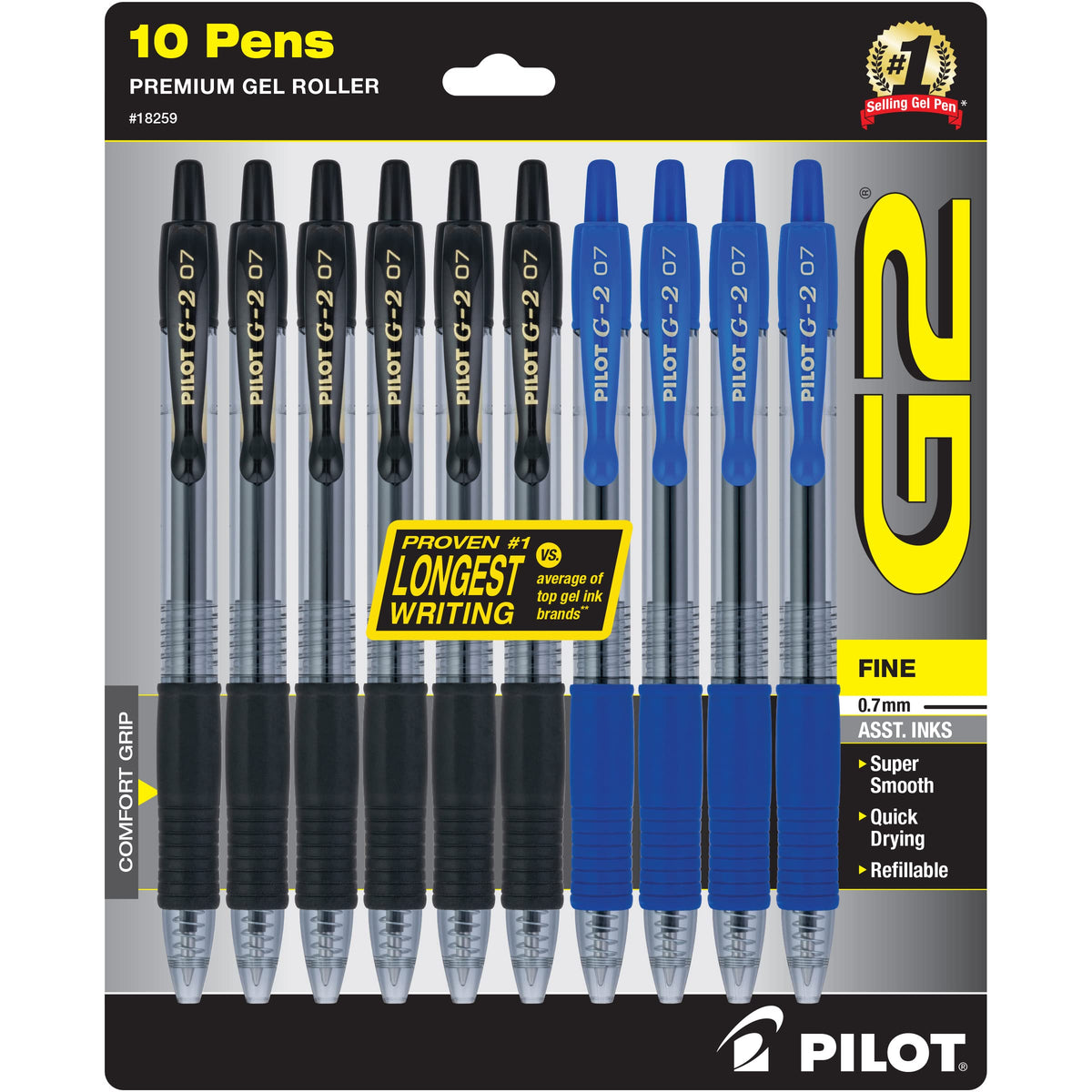 PILOT G2 Premium Gel Pens, Extra Fine Point 0.5mm, Assorted Inks, 5-Pack