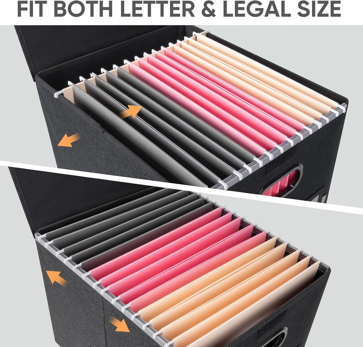 BALEINE File Organizer Box with Lid, Collapsible Hanging File Storage Box