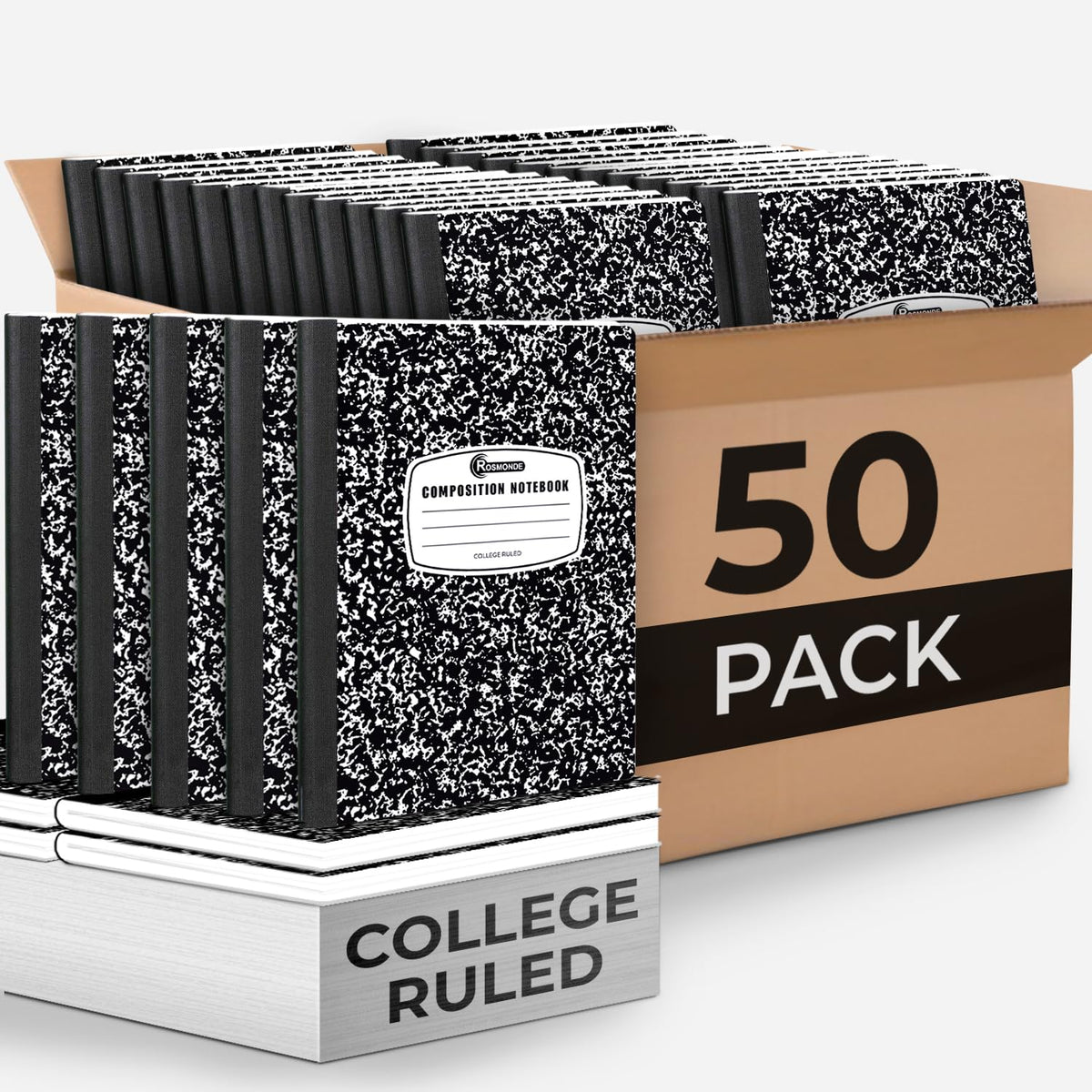 Rosmonde 12 Pack Bulk Composition Notebooks College Ruled, Assorted Colors