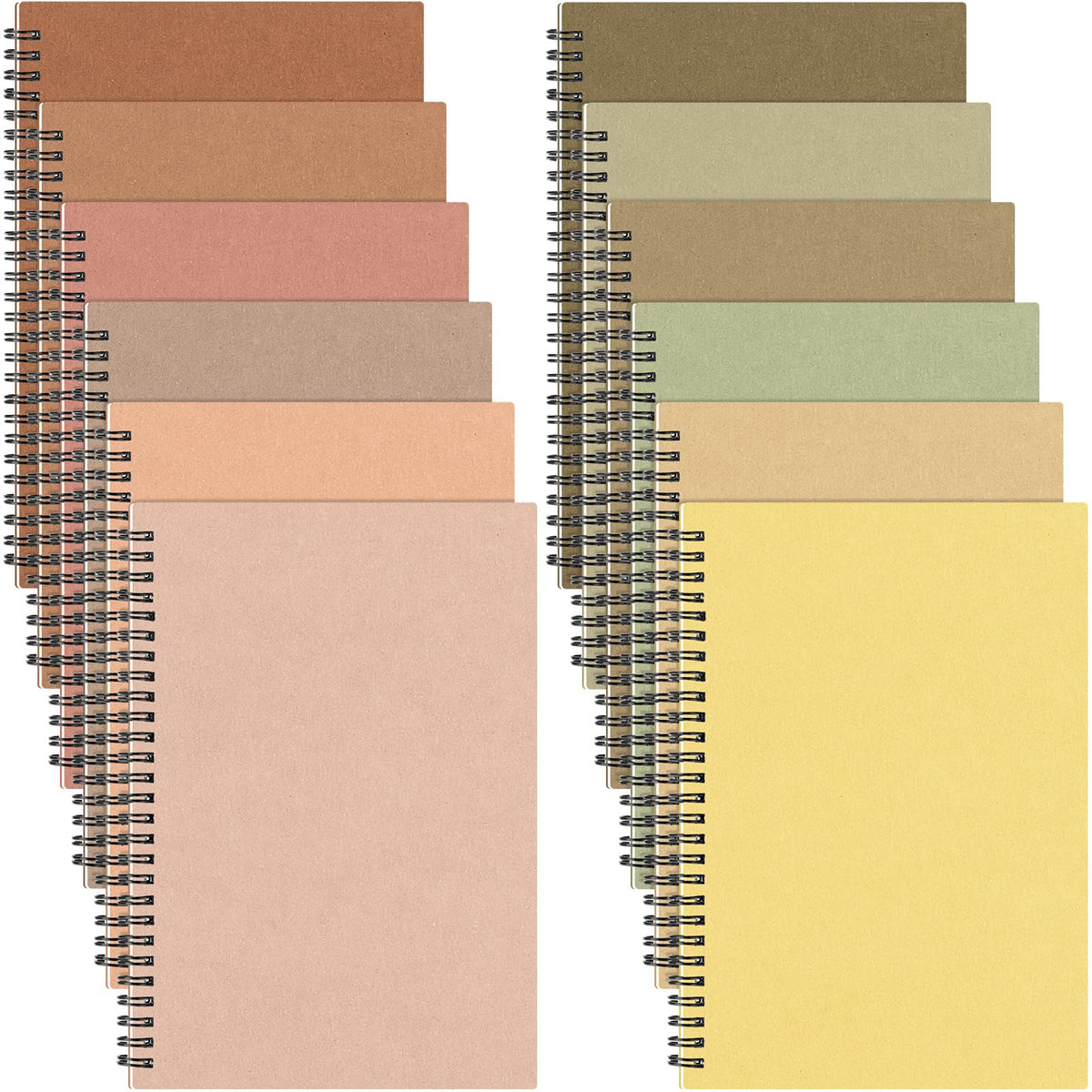 Fuutreo 12 Pcs Spiral Notebook for Work, 8.3 x 5.7 Office Color,Classic