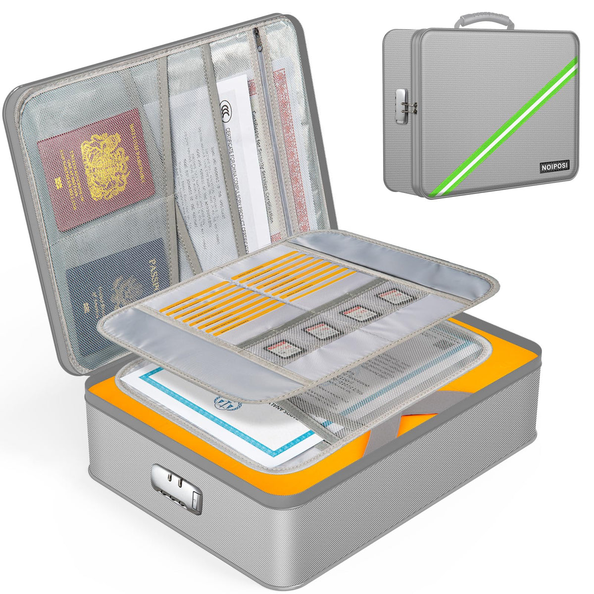 Noiposi 5200℉ Fireproof Document Box with Lock 8-Layer