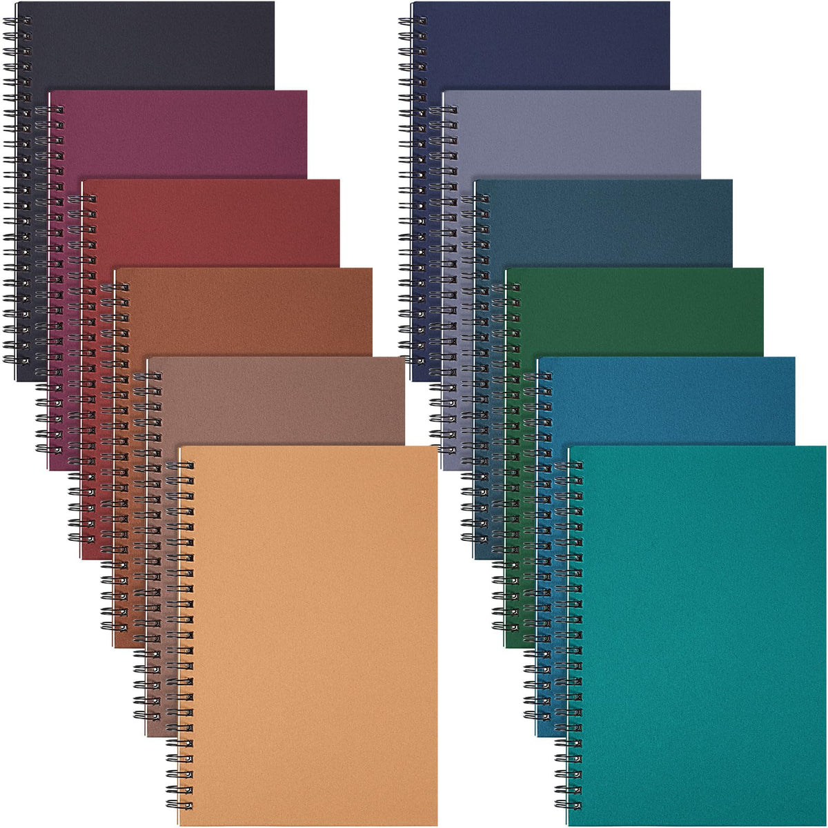 Fuutreo 12 Pcs Spiral Notebook for Work, 8.3 x 5.7 Office Color,Classic