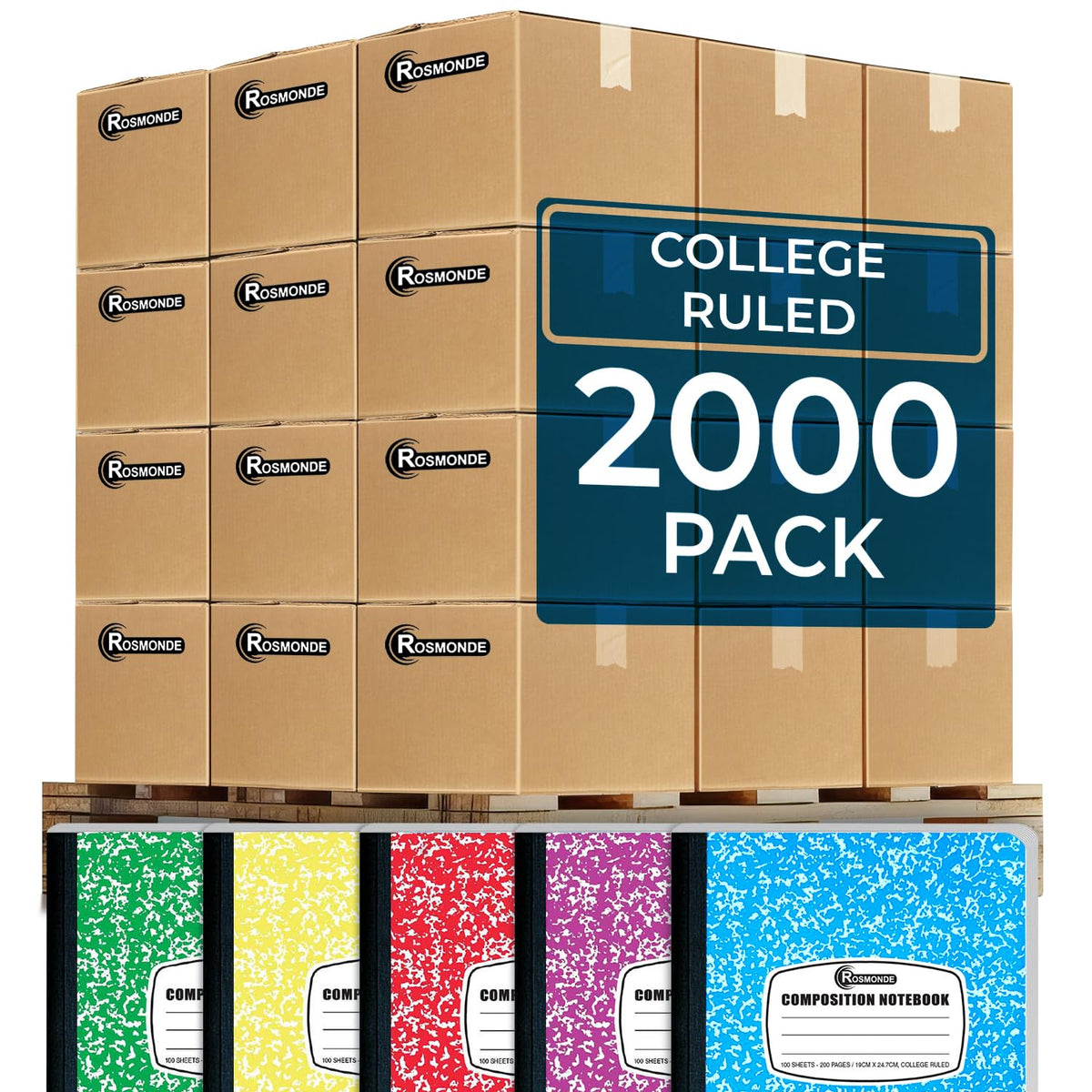 Rosmonde 12 Pack Bulk Composition Notebooks College Ruled, Assorted Colors