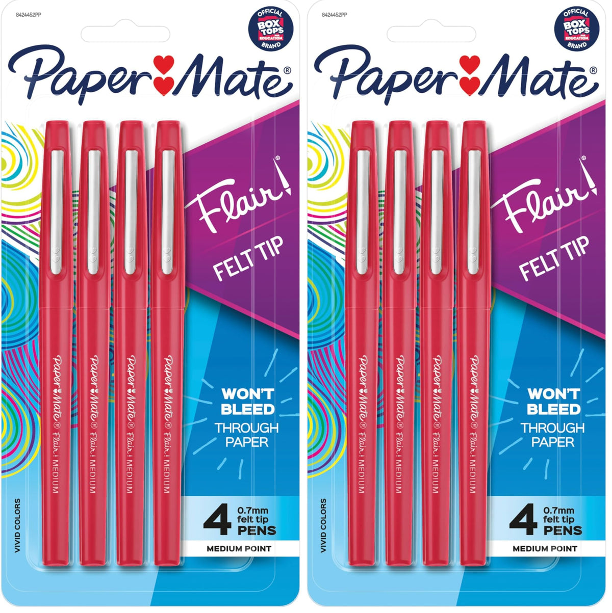 Paper Mate Flair Felt Tip Pens, Medium Point (0.7mm), Black, 4 Count