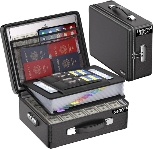 DocSafe 6400°F Fireproof Document Box with Lock, 10 Layers Heat Insulated